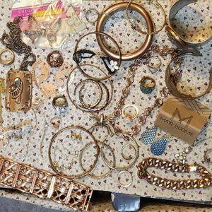 ESTATE Jewelry Lot Vintage Copper Rhinestones Rings
